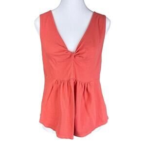Lucky Brand Twist Front Peplum Tank Coral Size Small